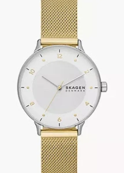 SKAGEN RIIS WHITE DIAL GOLD MESH BRACELET SKW3092