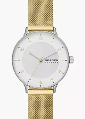 SKAGEN RIIS WHITE DIAL GOLD MESH BRACELET SKW3092