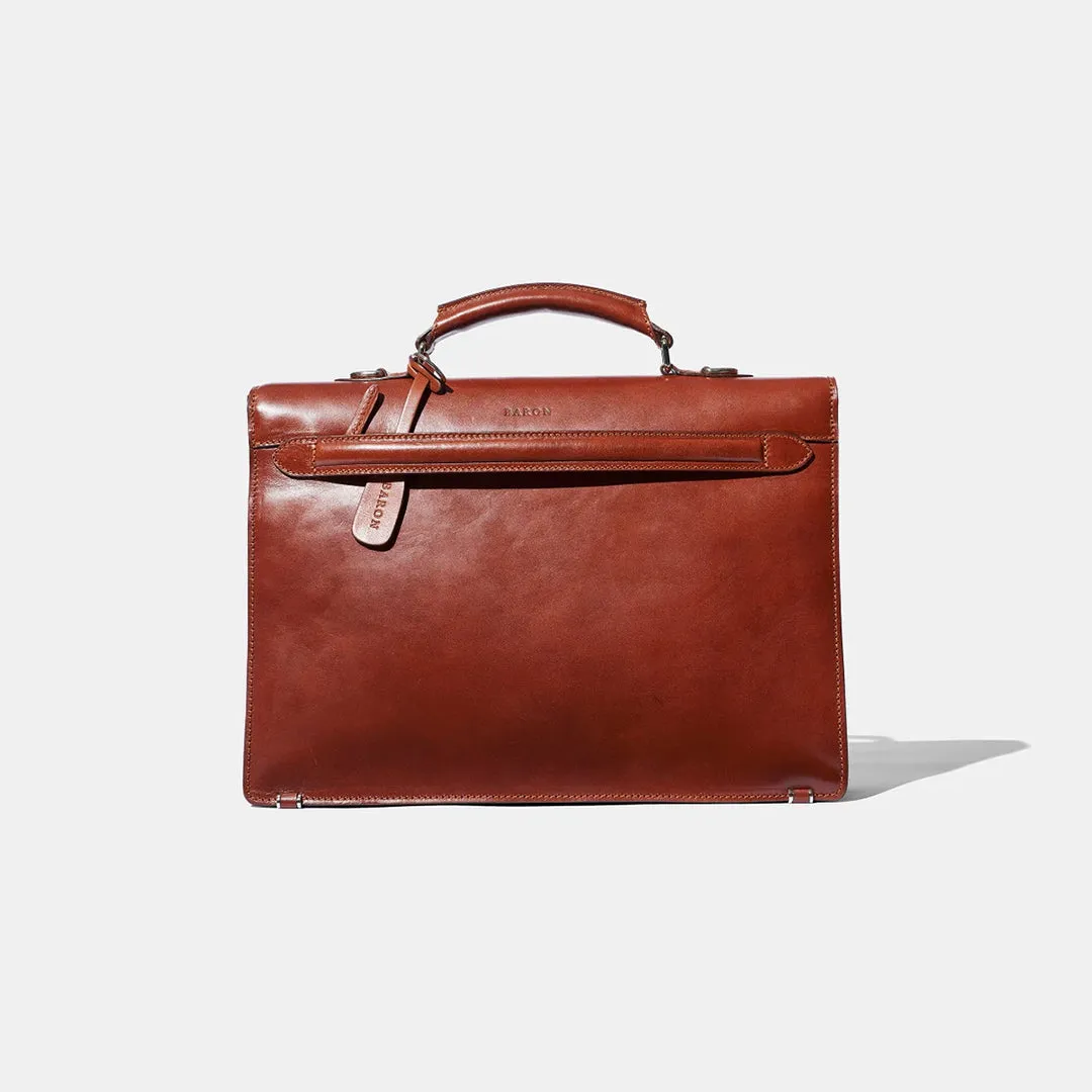 Small Briefcase - Cognac Leather by Baron
