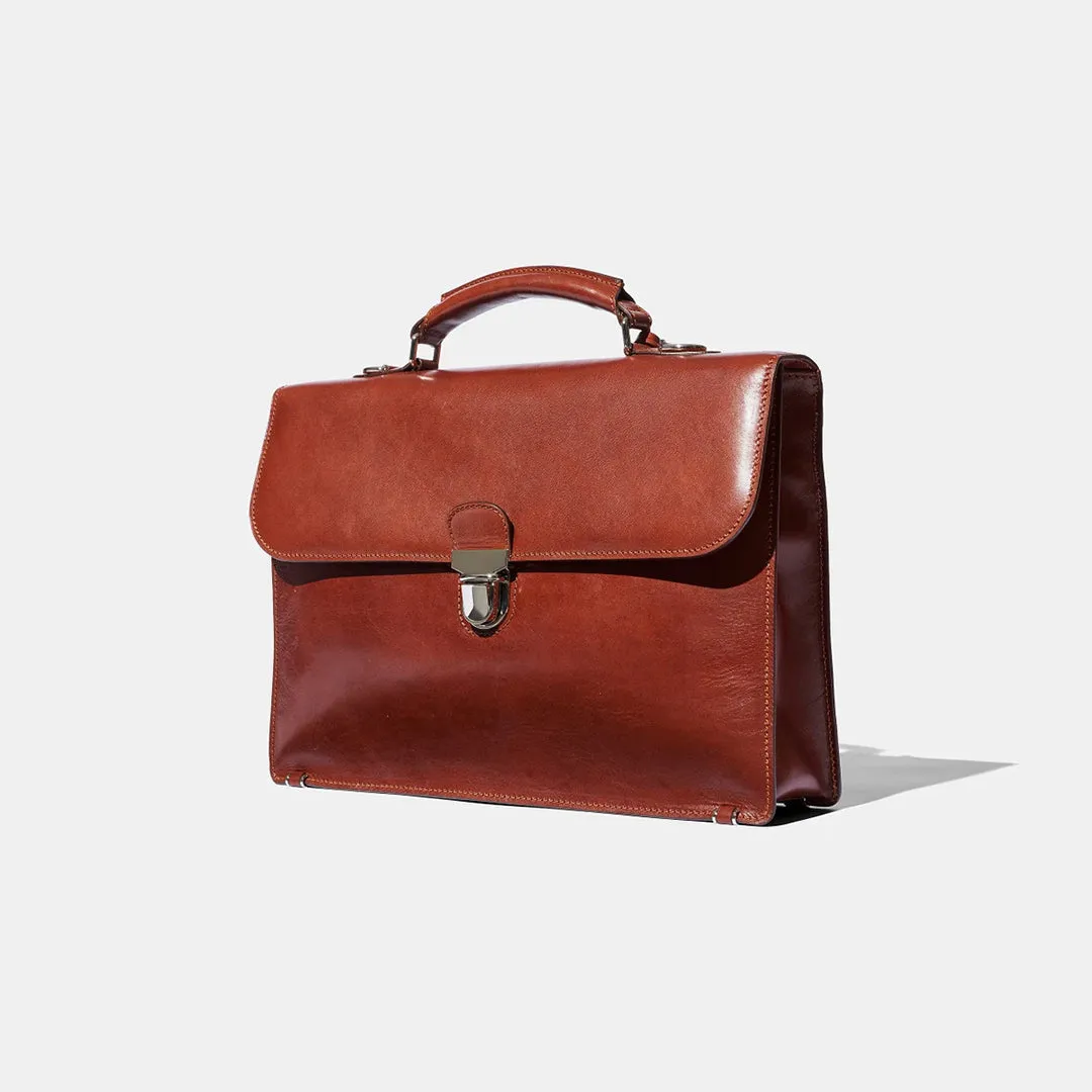 Small Briefcase - Cognac Leather by Baron