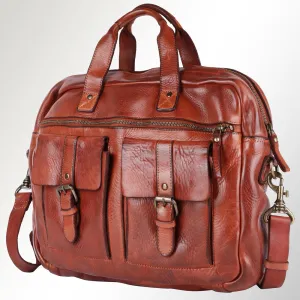 Spaghetti Western Swc405Cg Briefcase Vintage Handmade Drum Dyed Genuine European Cowhide Leather Women Bag Western Handbag Purse