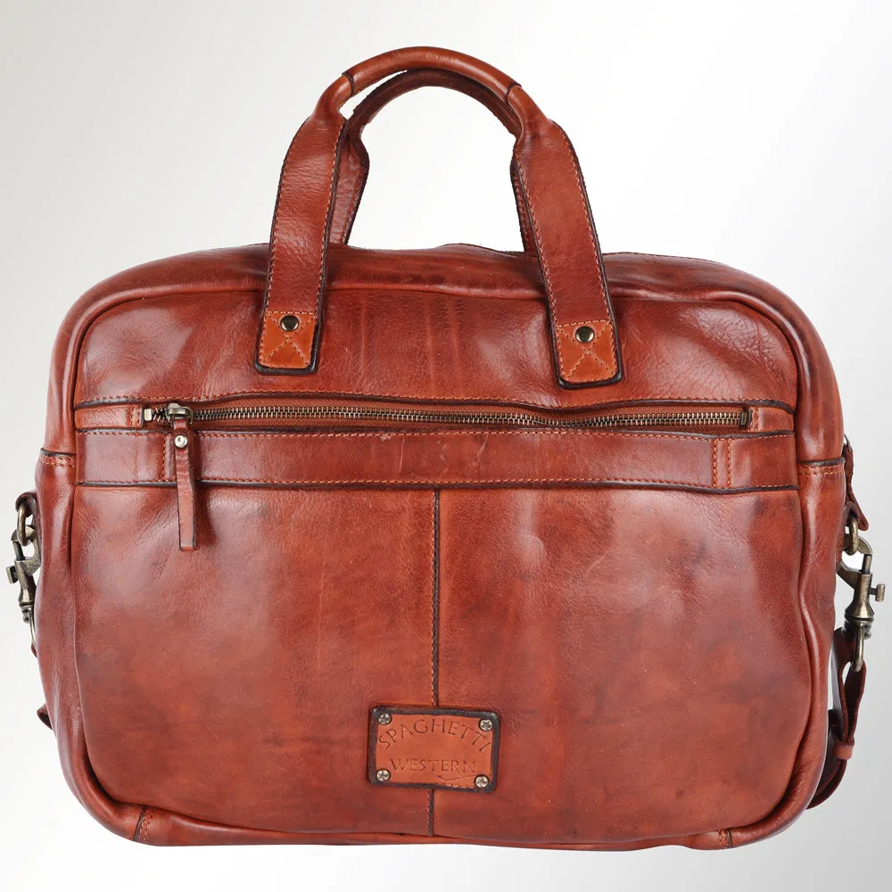 Spaghetti Western Swc405Cg Briefcase Vintage Handmade Drum Dyed Genuine European Cowhide Leather Women Bag Western Handbag Purse