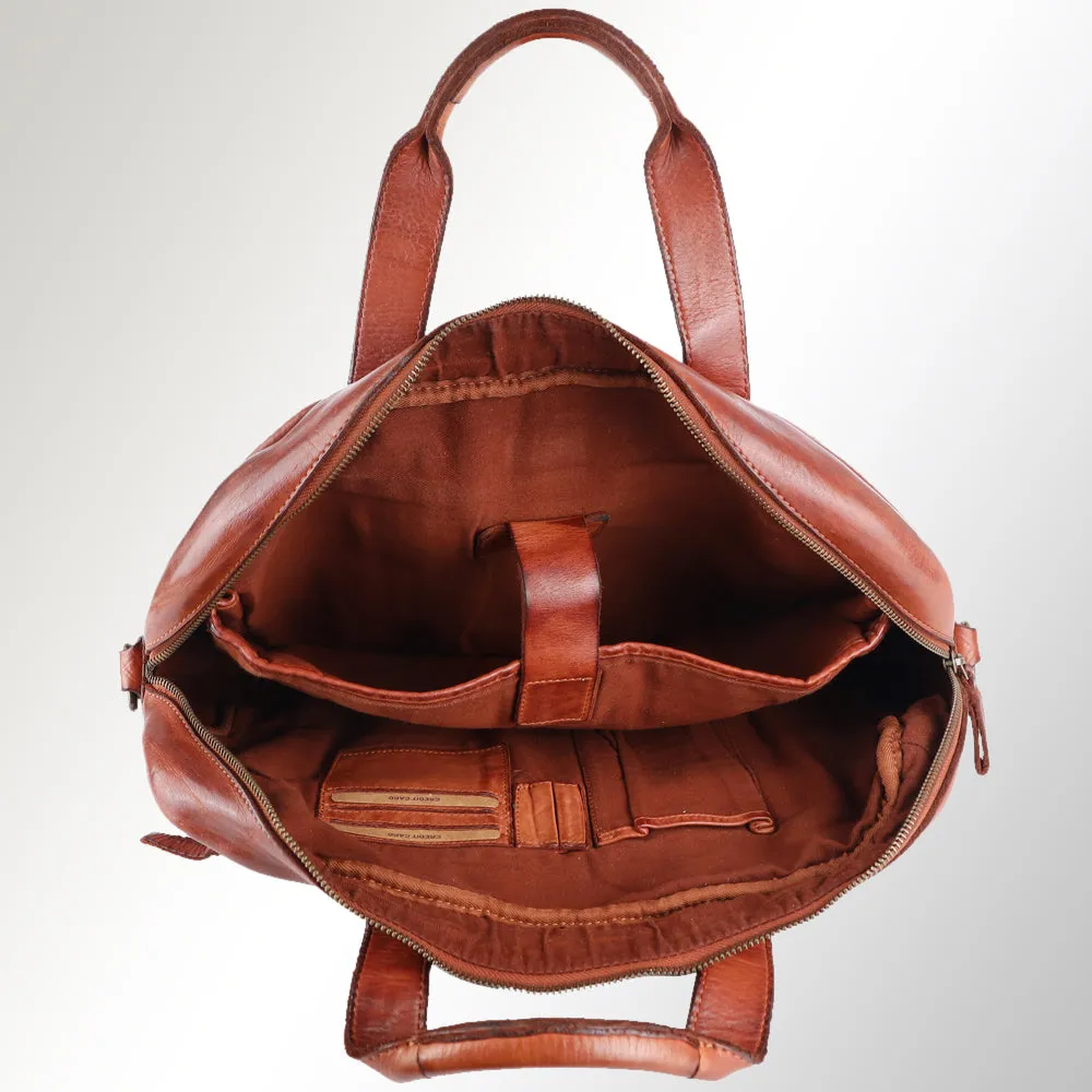 Spaghetti Western Swc405Cg Briefcase Vintage Handmade Drum Dyed Genuine European Cowhide Leather Women Bag Western Handbag Purse