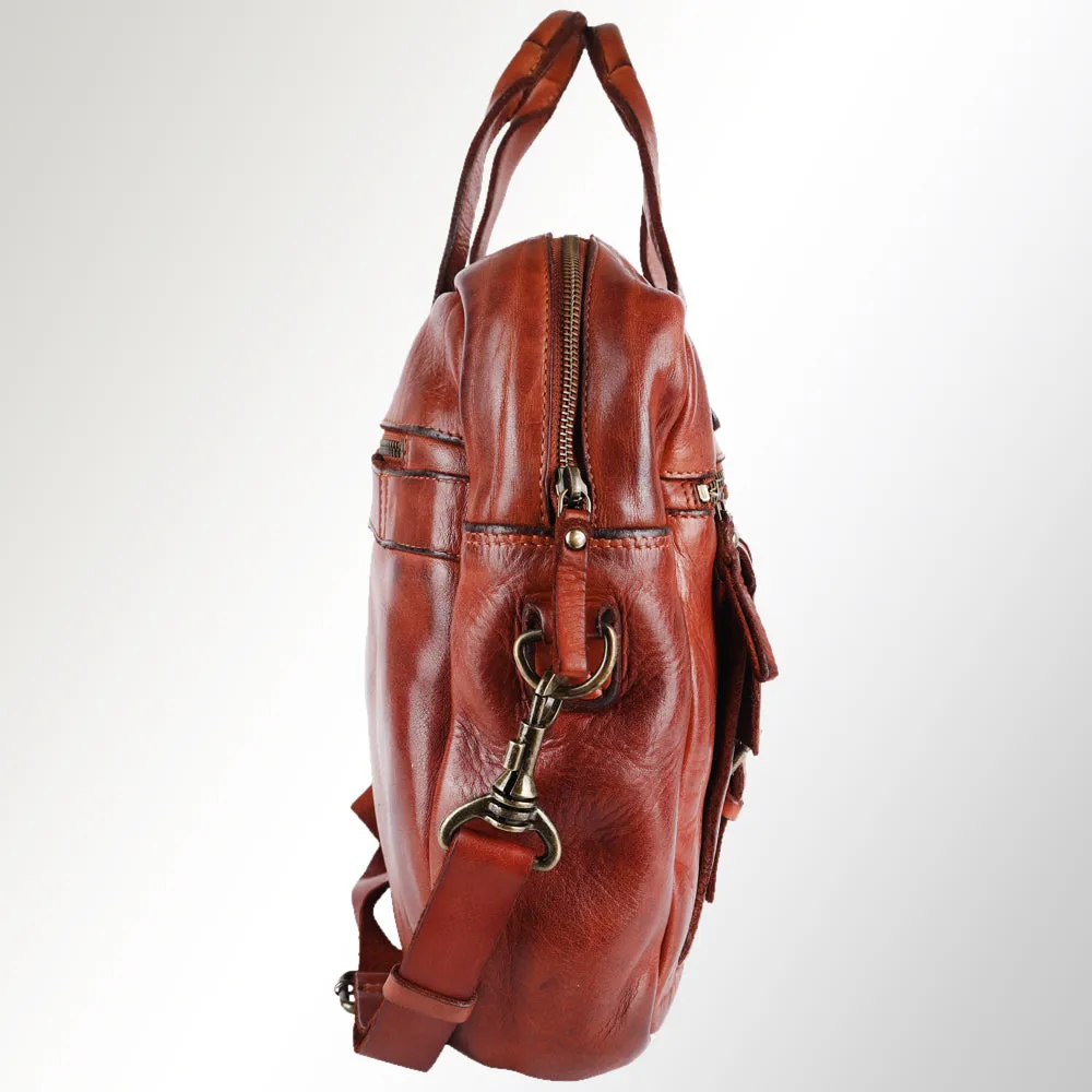Spaghetti Western Swc405Cg Briefcase Vintage Handmade Drum Dyed Genuine European Cowhide Leather Women Bag Western Handbag Purse