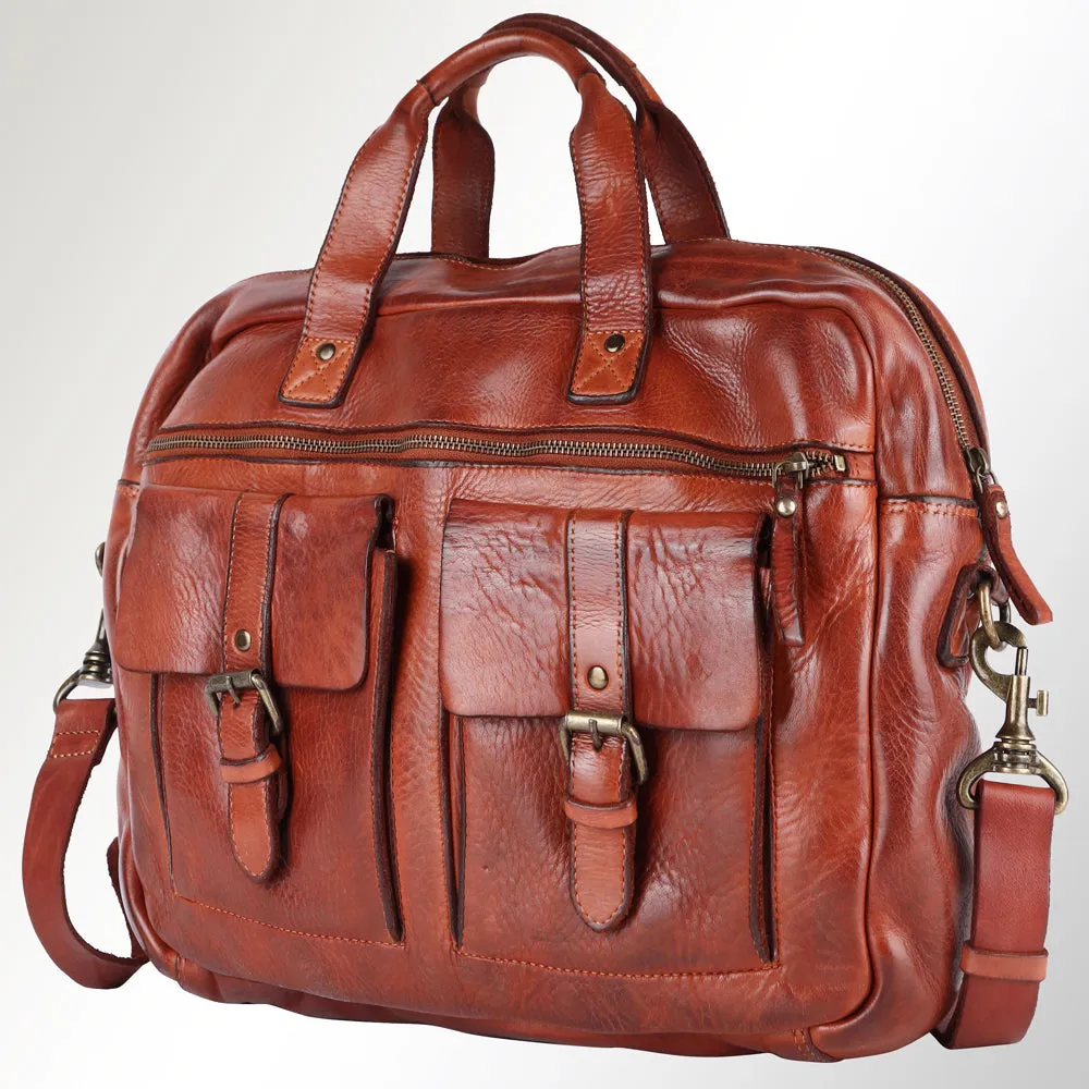 Spaghetti Western Swc405Cg Briefcase Vintage Handmade Drum Dyed Genuine European Cowhide Leather Women Bag Western Handbag Purse