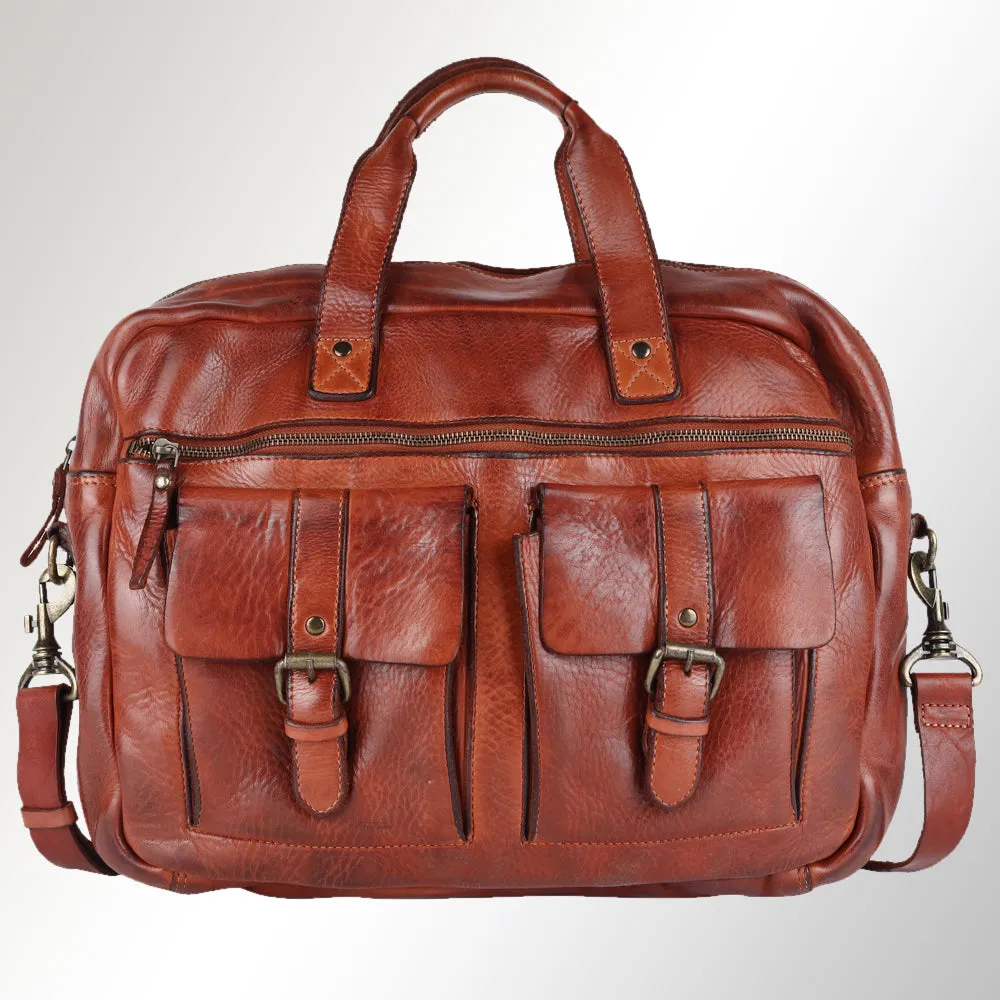 Spaghetti Western Swc405Cg Briefcase Vintage Handmade Drum Dyed Genuine European Cowhide Leather Women Bag Western Handbag Purse