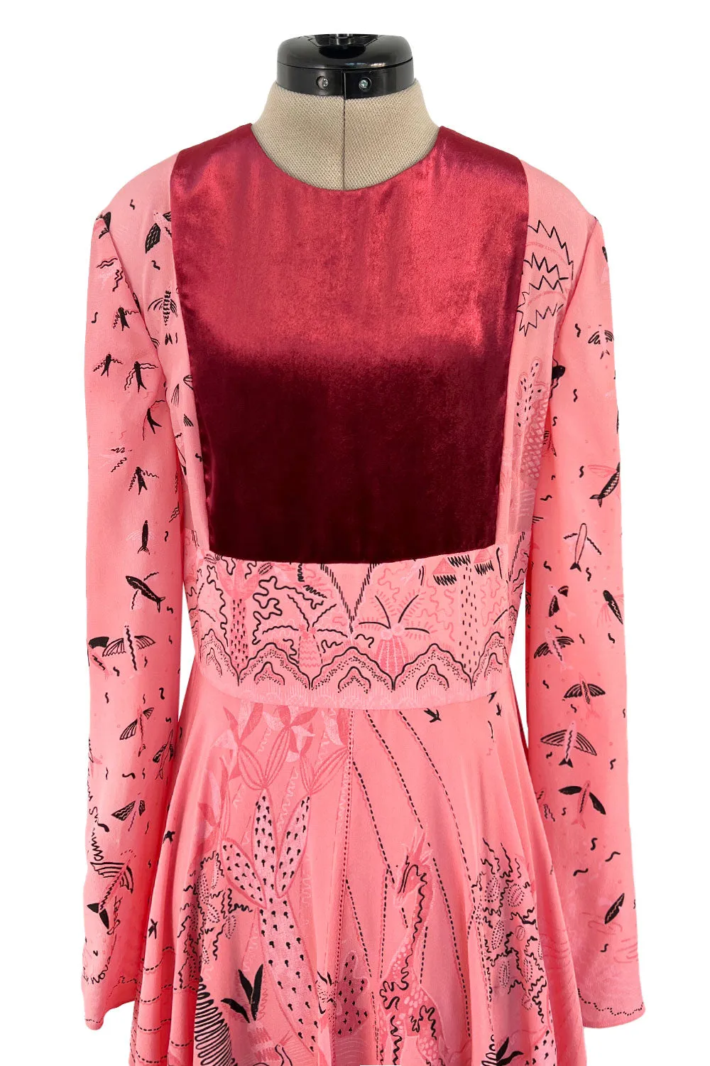Spring 2017 Valentino by PierPaolo Piccioli Runway Look 12 Zandra Print Pink Silk Dress