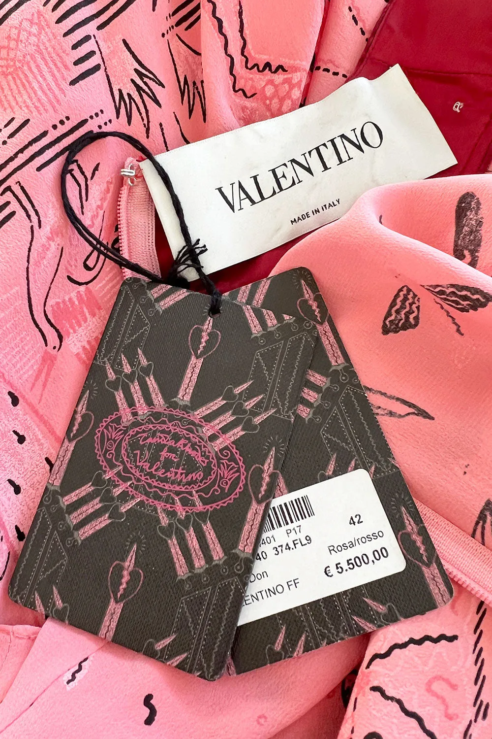 Spring 2017 Valentino by PierPaolo Piccioli Runway Look 12 Zandra Print Pink Silk Dress