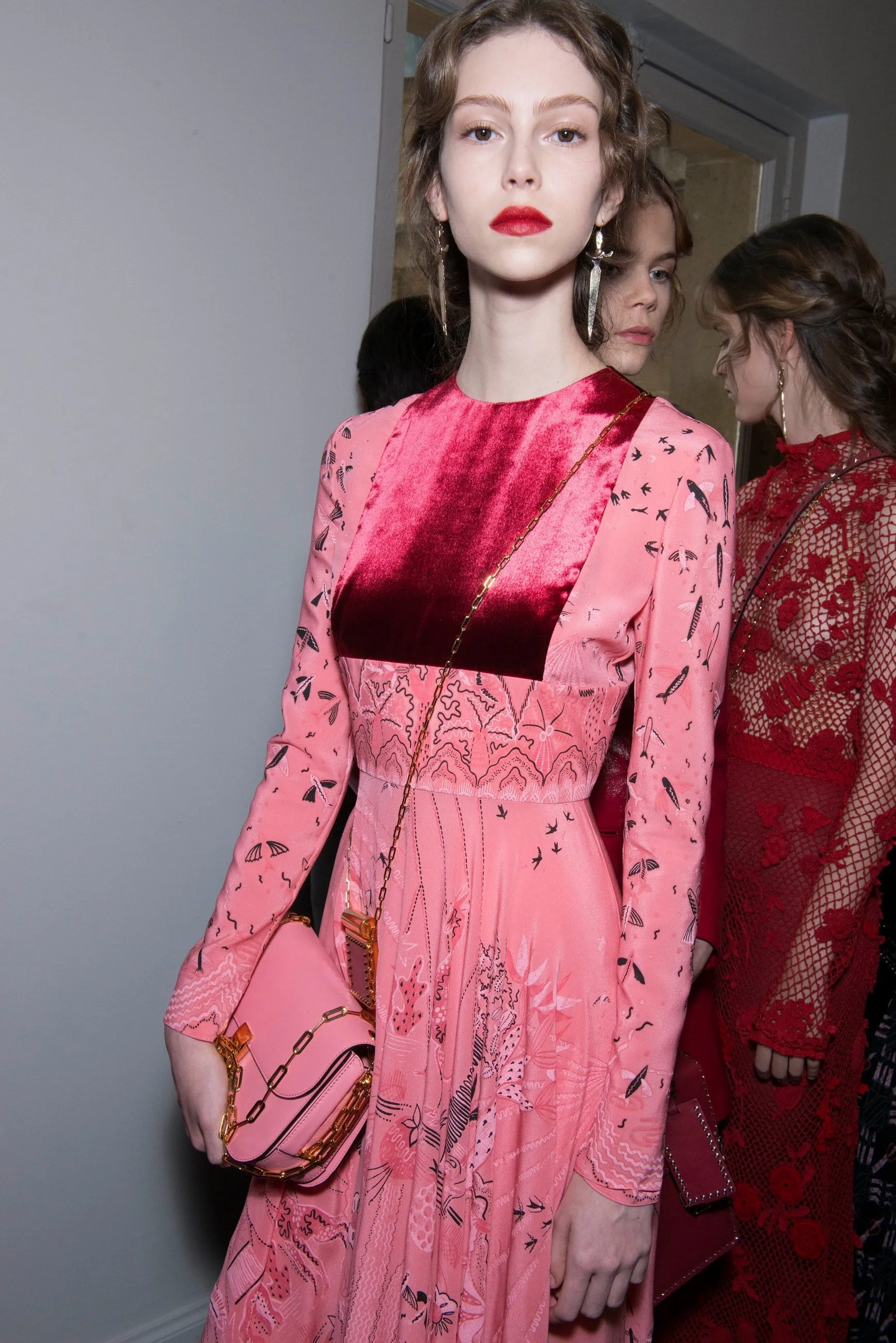 Spring 2017 Valentino by PierPaolo Piccioli Runway Look 12 Zandra Print Pink Silk Dress