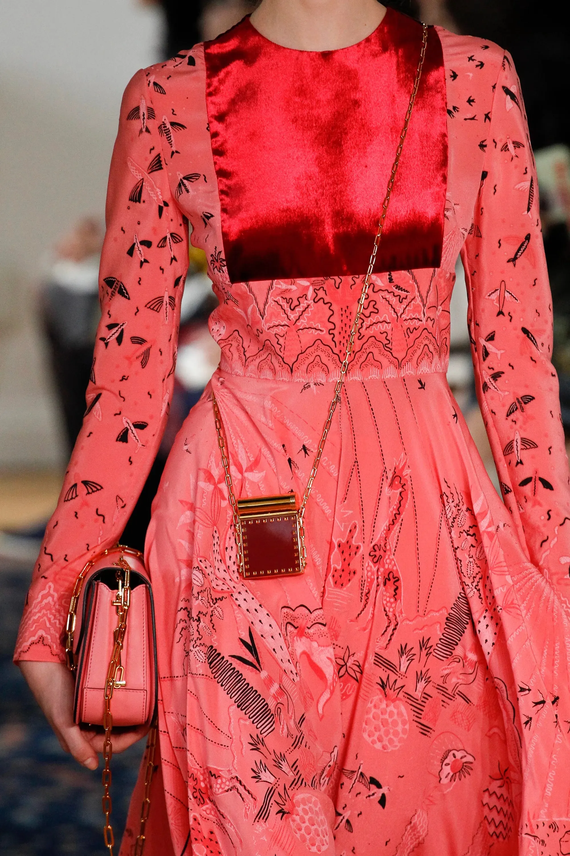Spring 2017 Valentino by PierPaolo Piccioli Runway Look 12 Zandra Print Pink Silk Dress