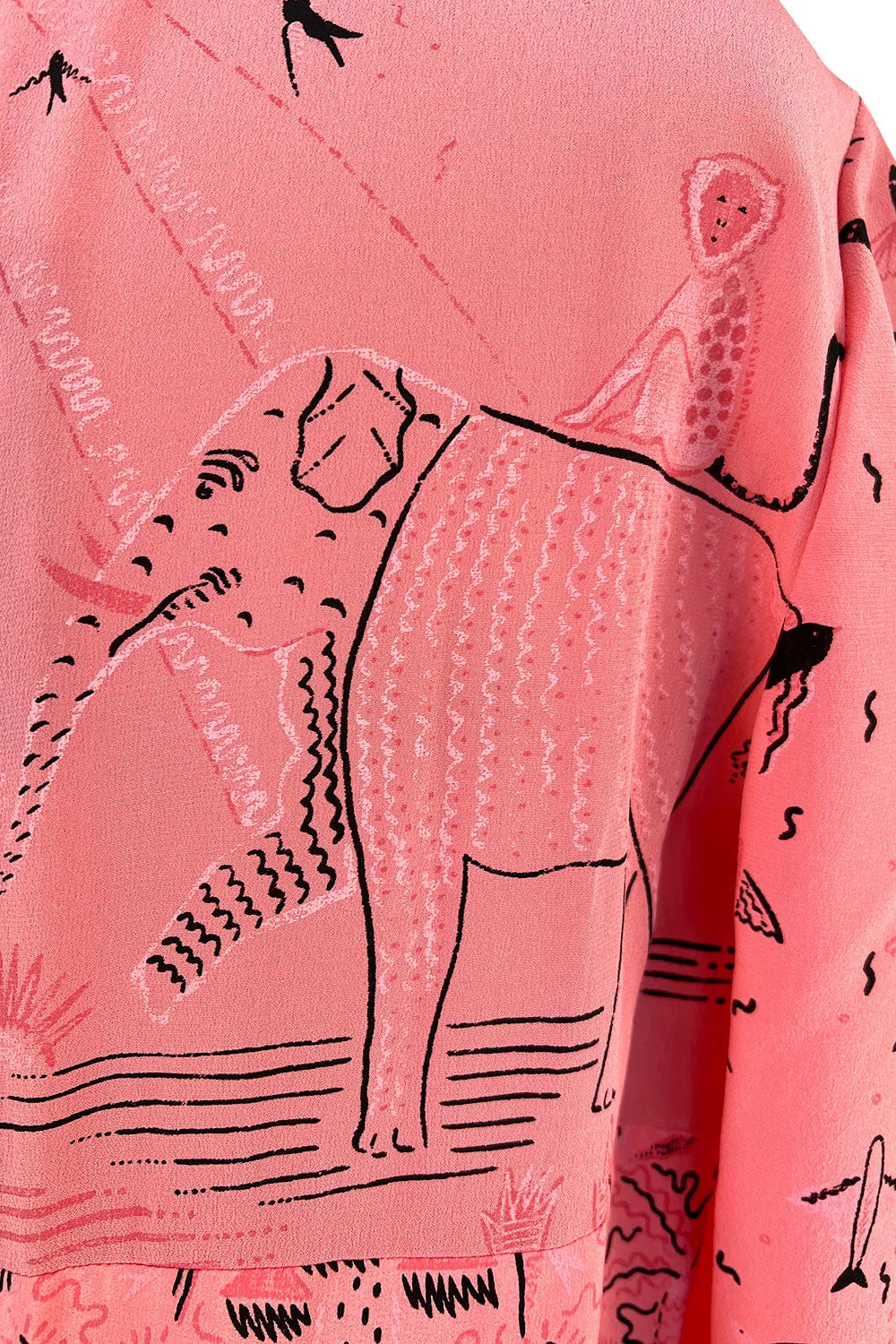 Spring 2017 Valentino by PierPaolo Piccioli Runway Look 12 Zandra Print Pink Silk Dress