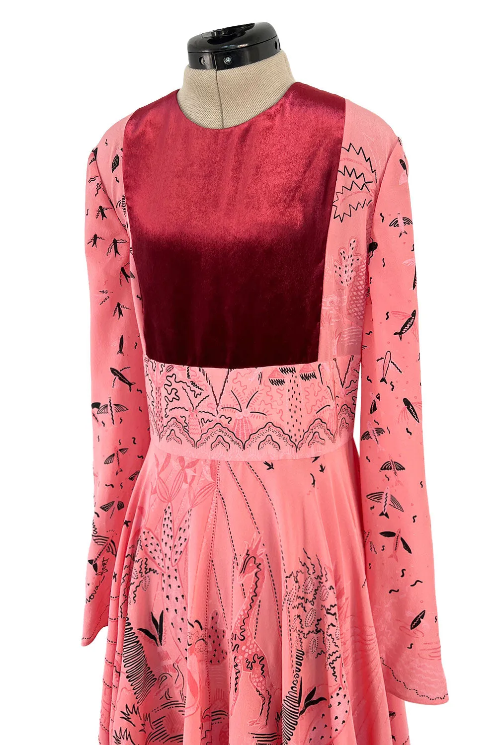 Spring 2017 Valentino by PierPaolo Piccioli Runway Look 12 Zandra Print Pink Silk Dress