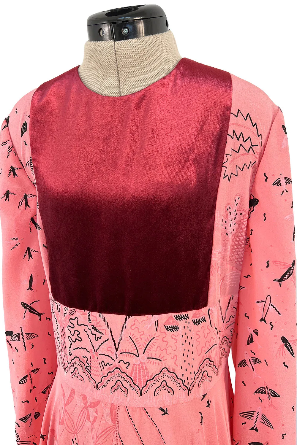 Spring 2017 Valentino by PierPaolo Piccioli Runway Look 12 Zandra Print Pink Silk Dress