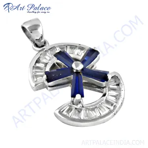 Stunning Ingenious Ink White Cubic Zirconia Silver Pendant - Elegant Jewelry