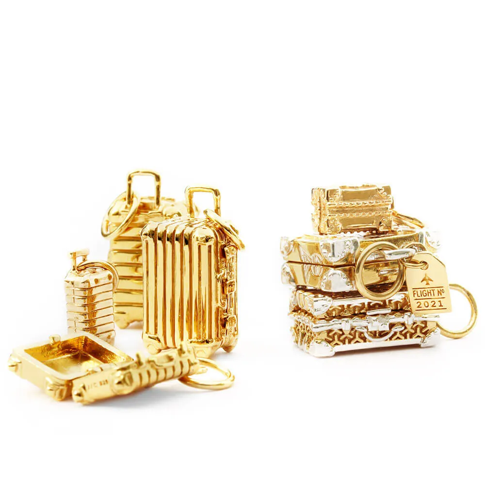 Suitcase Charm, Solid Gold Mini