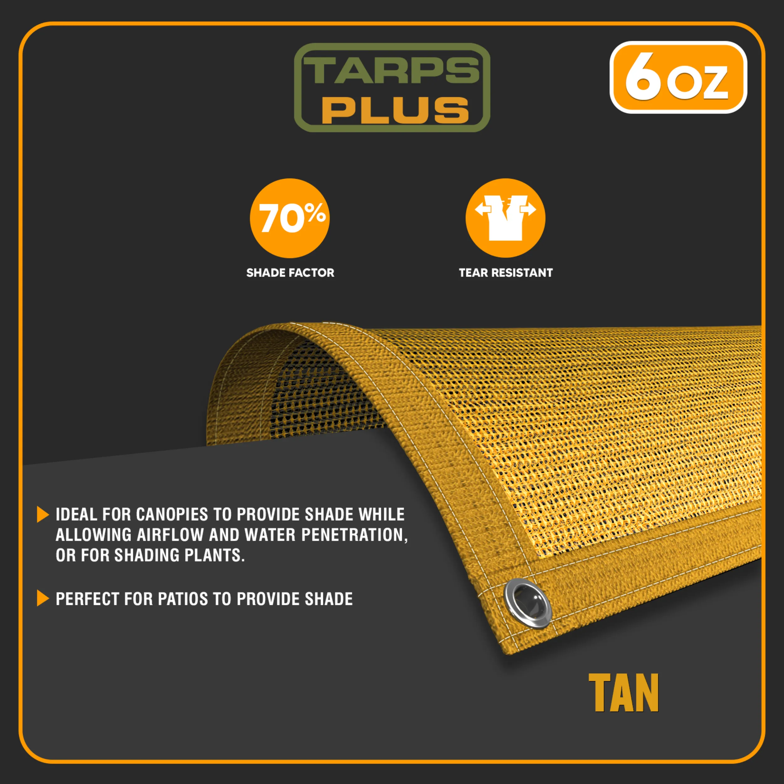 Tan Mesh Tarp 10' x 10'