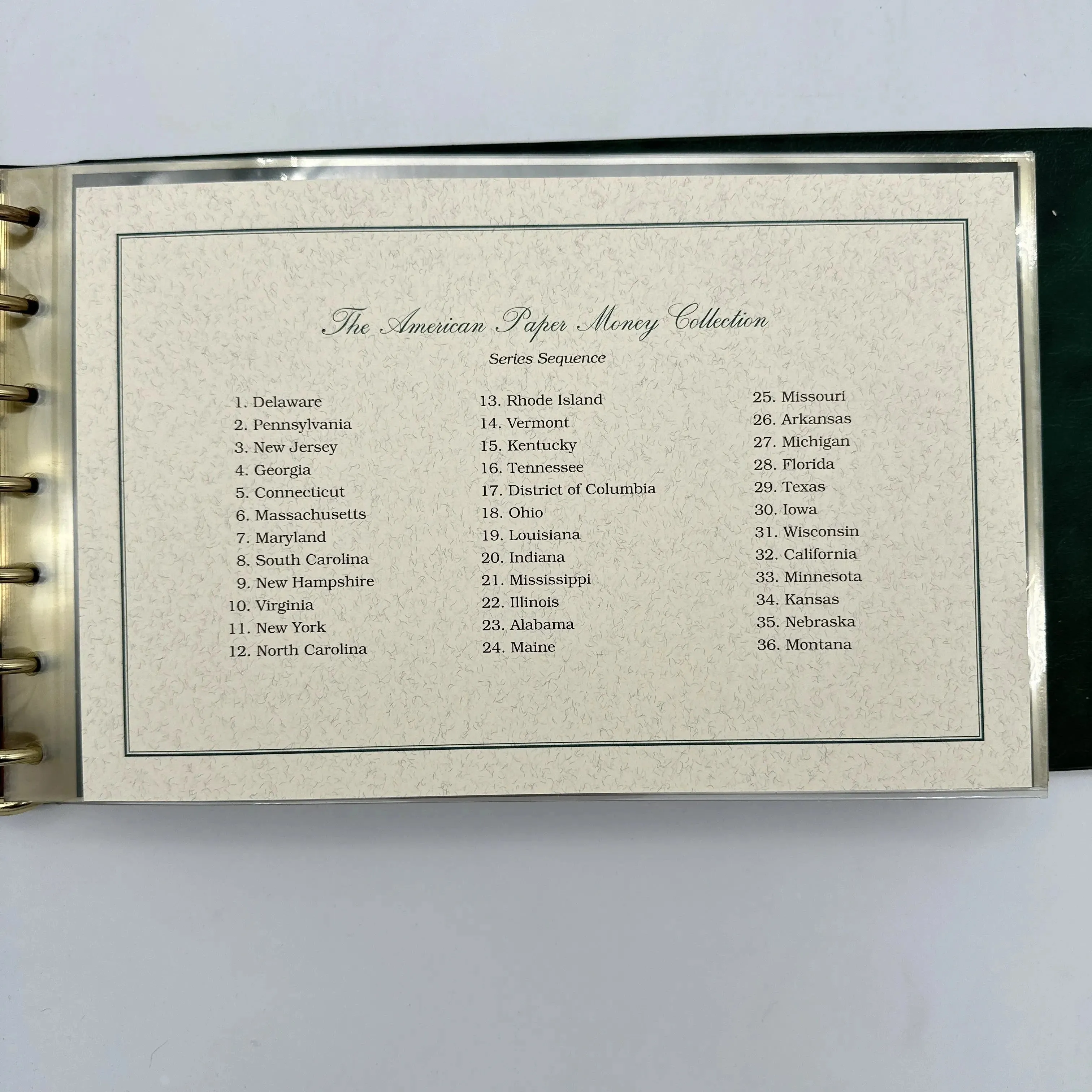 The American Paper Money Collection with 36 unique proof banknotes printed from the original plates
