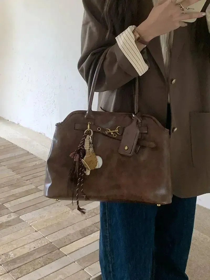 Uakiss Large Capacity Women's Tote Shoulder Bags Pu Leather Ladies Briefcase Bag Vintage Design Female Daily Commute Handbags Purse