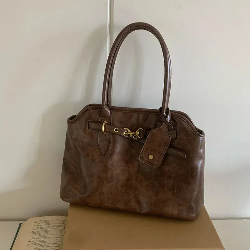 Uakiss Large Capacity Women's Tote Shoulder Bags Pu Leather Ladies Briefcase Bag Vintage Design Female Daily Commute Handbags Purse