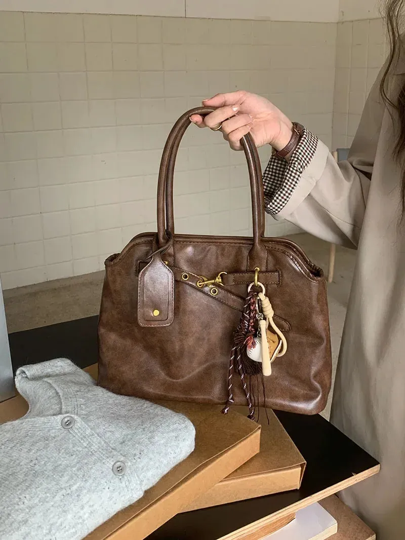 Uakiss Large Capacity Women's Tote Shoulder Bags Pu Leather Ladies Briefcase Bag Vintage Design Female Daily Commute Handbags Purse