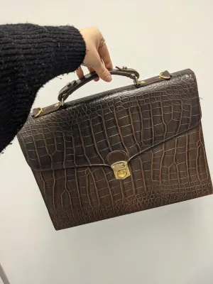 Vintage brown snake skin briefcase