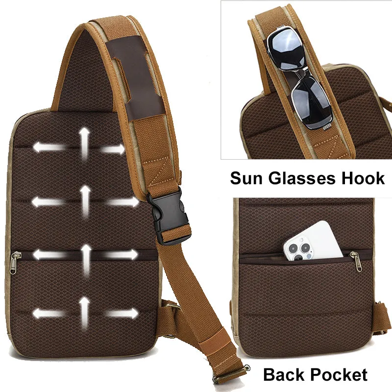 Vintage Canvas Chest Bag Sling Crossbody Bag Travel Bag