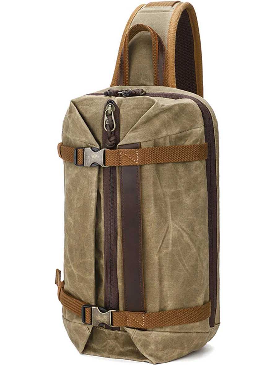 Vintage Canvas Chest Bag Sling Crossbody Bag Travel Bag