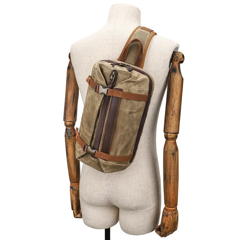 Vintage Canvas Chest Bag Sling Crossbody Bag Travel Bag