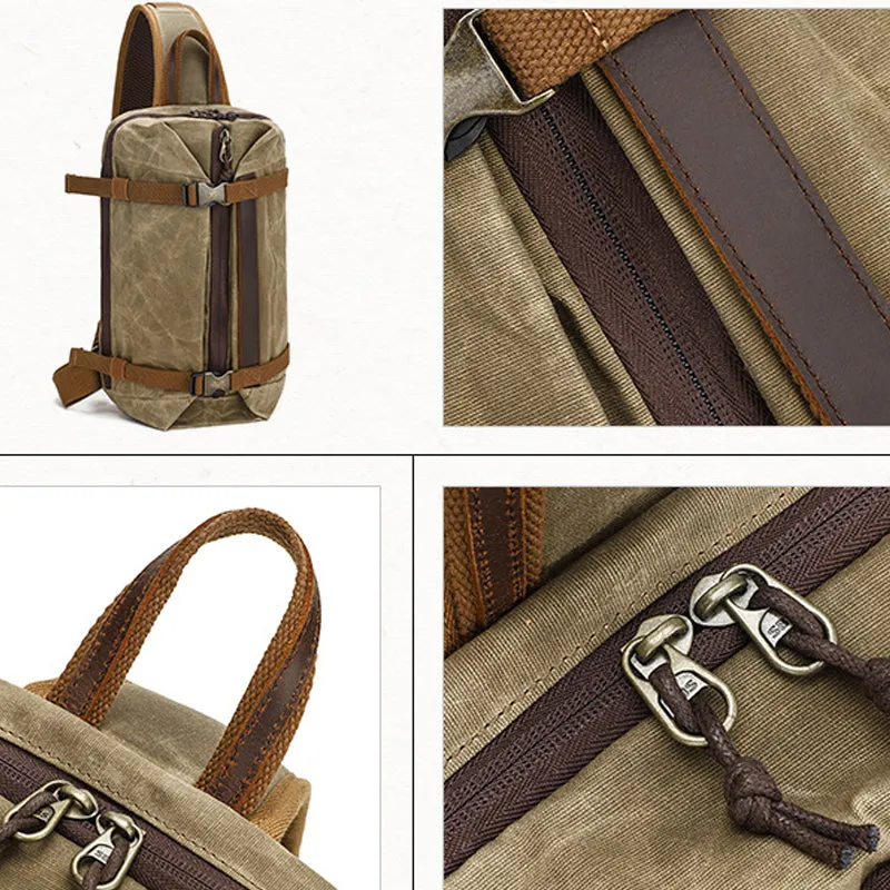 Vintage Canvas Chest Bag Sling Crossbody Bag Travel Bag