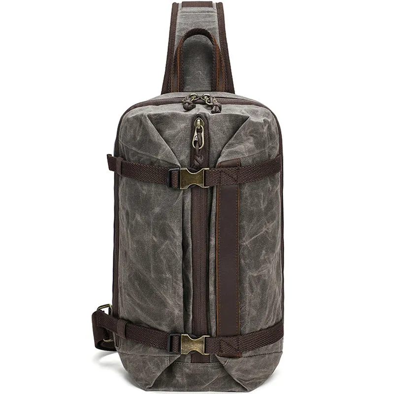 Vintage Canvas Chest Bag Sling Crossbody Bag Travel Bag