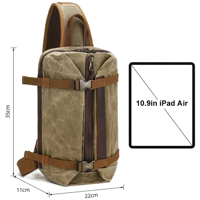 Vintage Canvas Chest Bag Sling Crossbody Bag Travel Bag