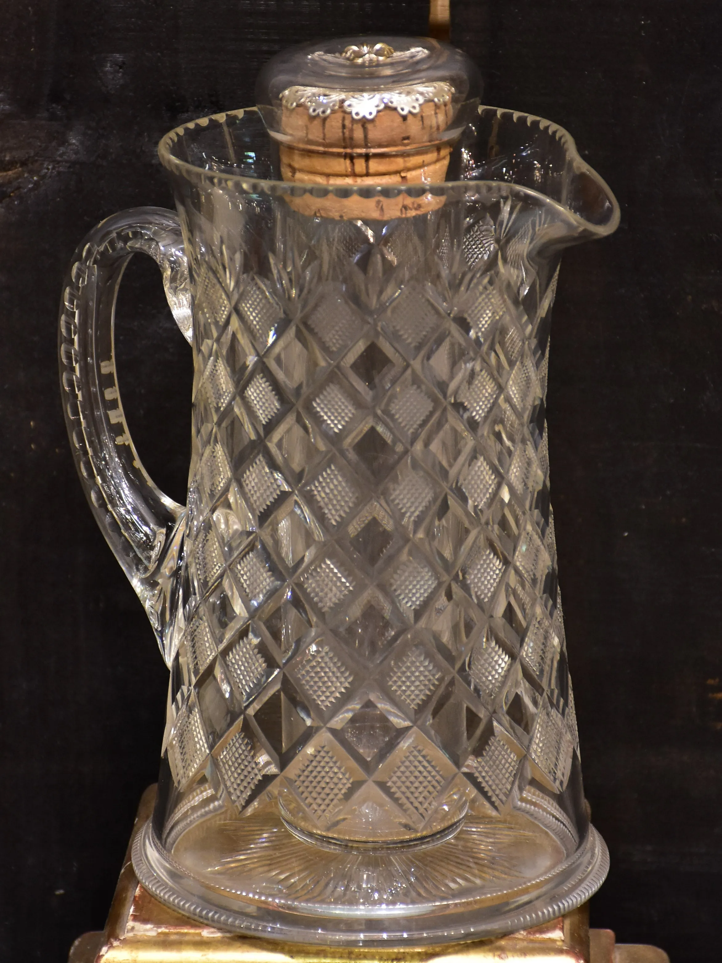 Vintage Crystal pitcher with internal cooler