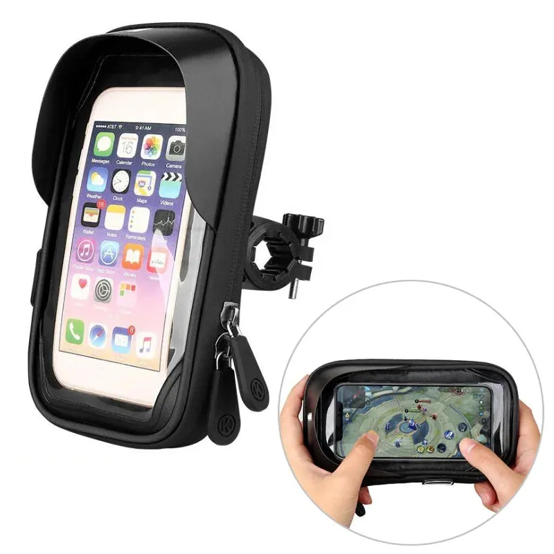 Waterproof Bike Phone Mount Case - Motorcycle Handlebar Holder Stand