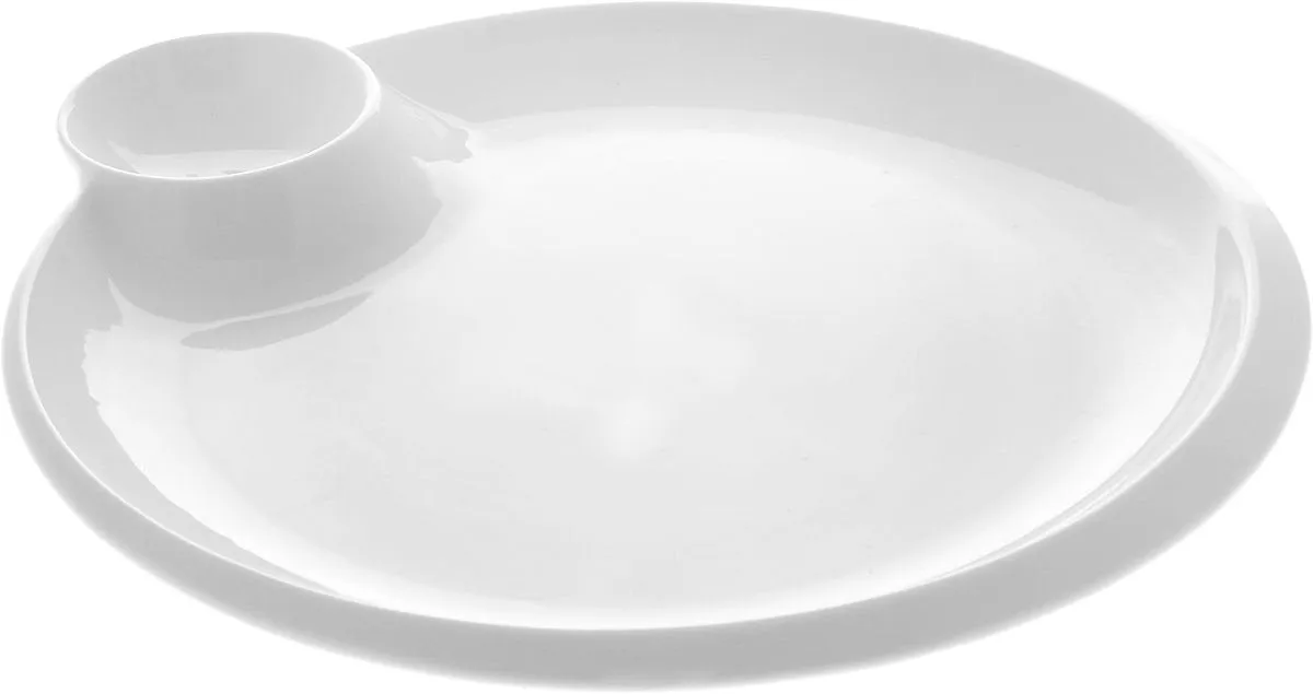 White Round Platter With Sauce Compartment 12" inch |