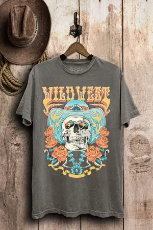 Wild West Skull Graphic T (Stone Gray)