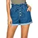 Women's High-Rise Paper Bag Trouser Pocket Denim Shorts
