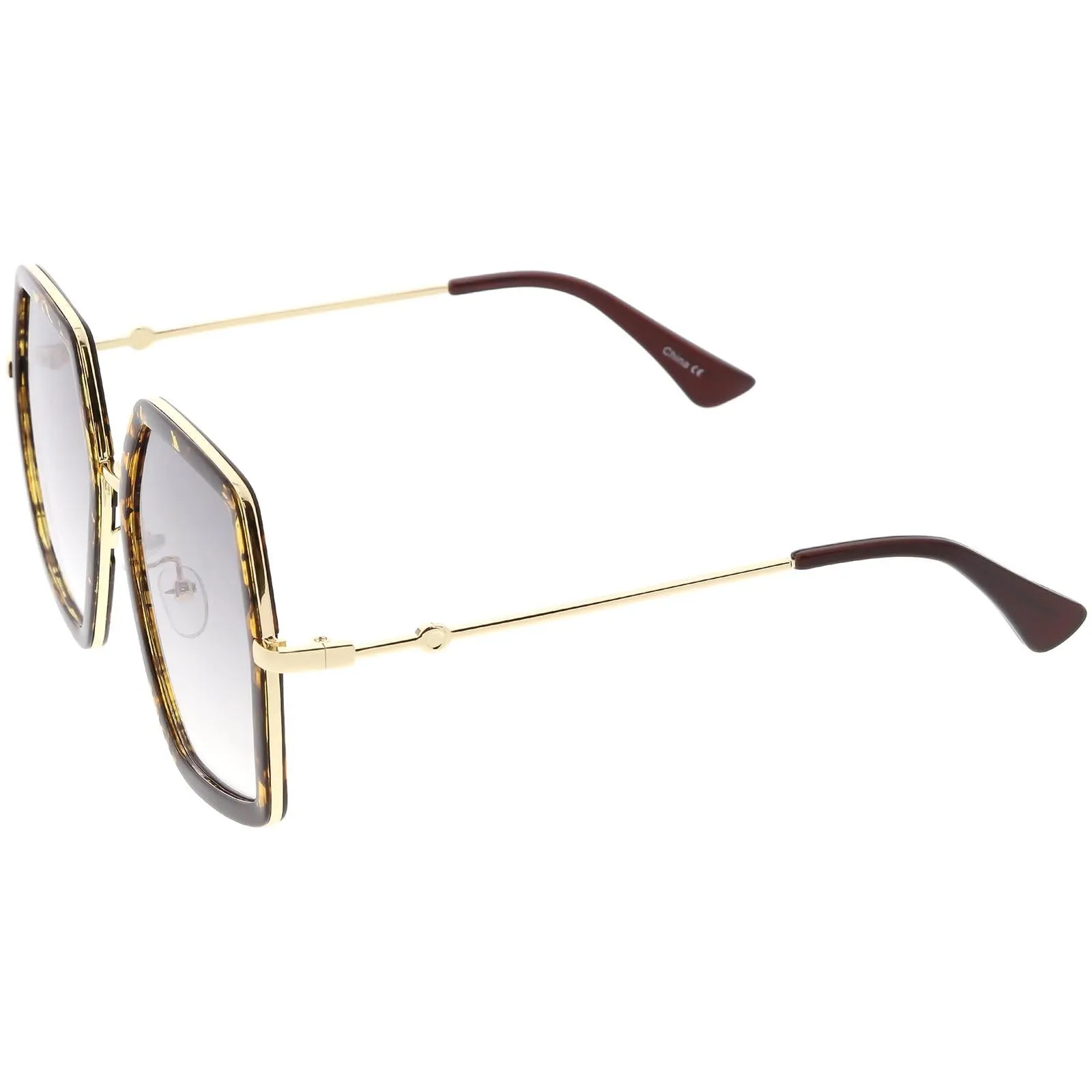 Women's Oversize Metal Fashion Flat Lens Geometric Sunglasses C527