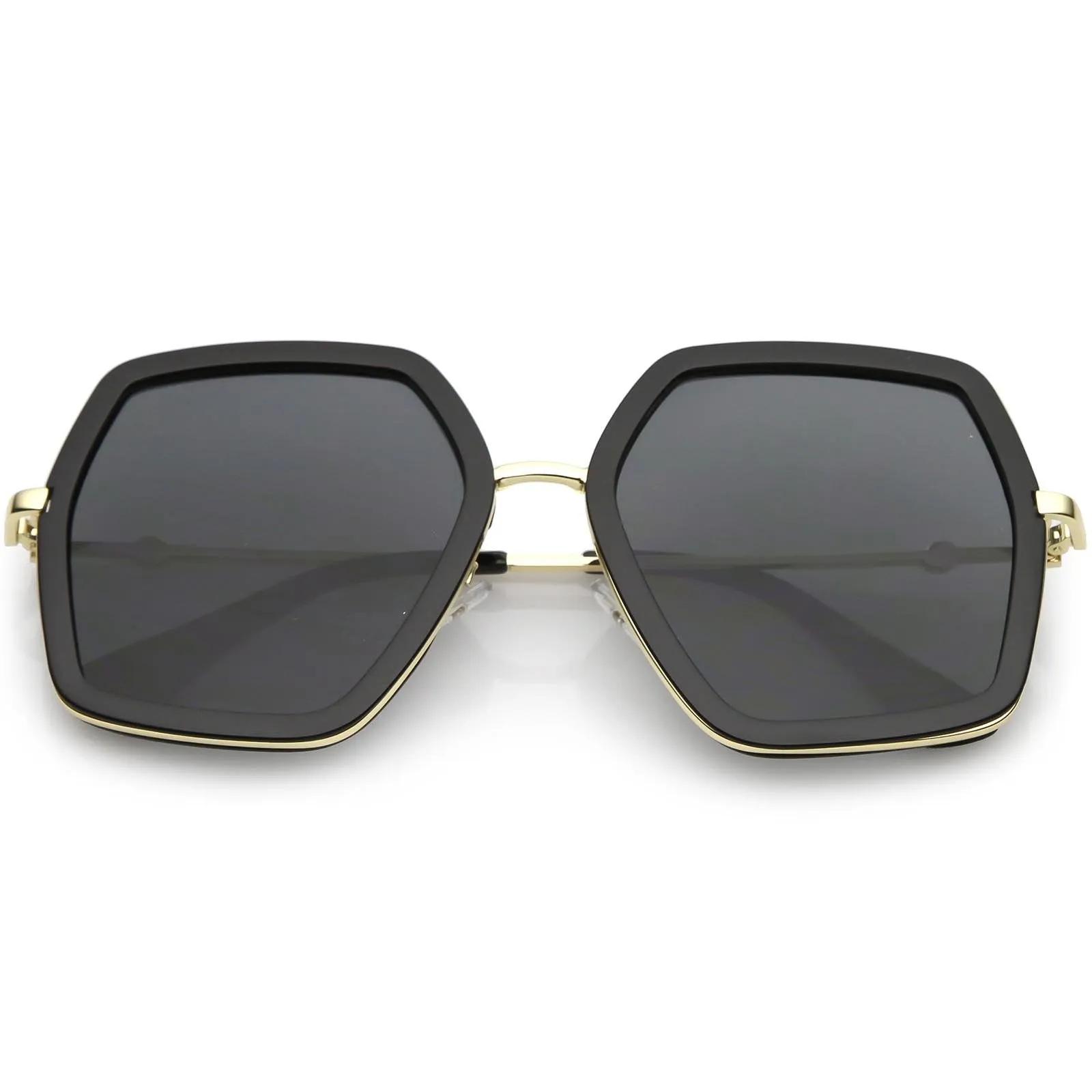 Women's Oversize Metal Fashion Flat Lens Geometric Sunglasses C527