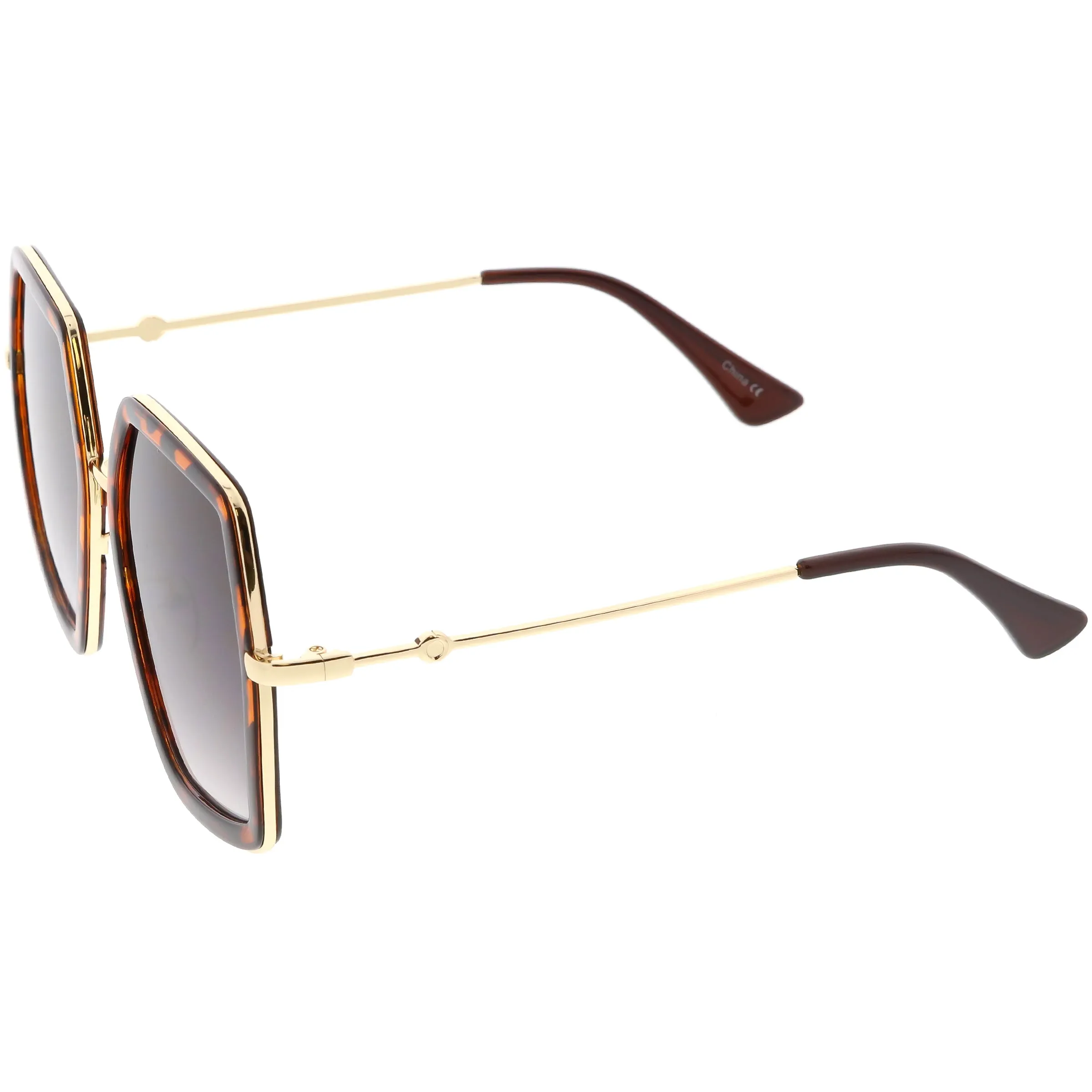 Women's Oversize Metal Fashion Flat Lens Geometric Sunglasses C527