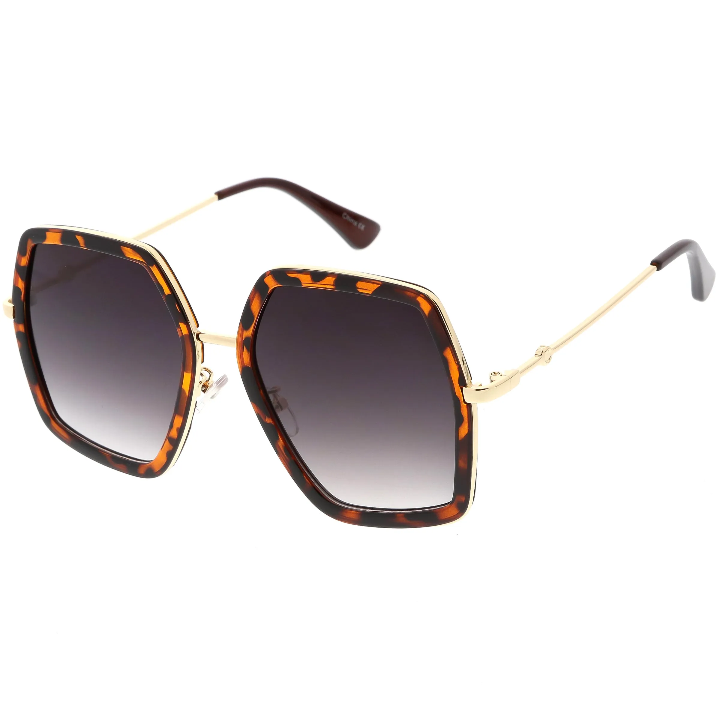 Women's Oversize Metal Fashion Flat Lens Geometric Sunglasses C527