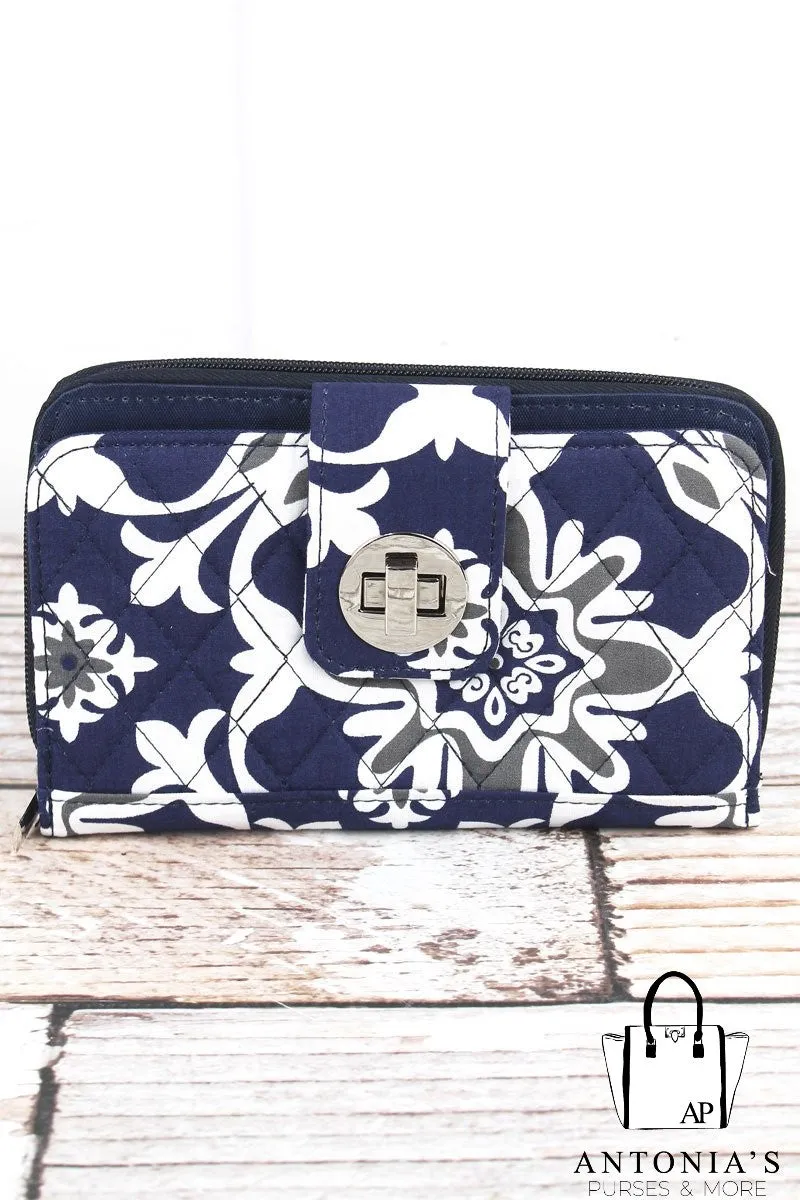 Zen Garden Quilted Shoulder Bag & Matching Organizer Clutch Wallet